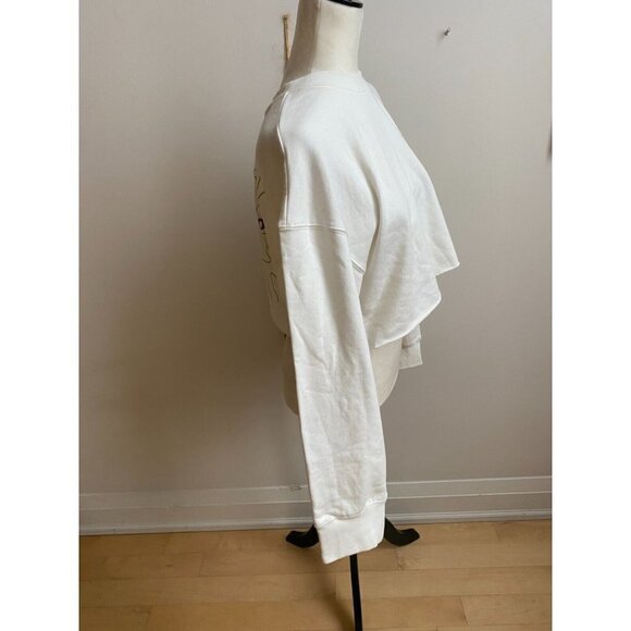 BP Bnwot Women Crewneck Cropped White Sz Medium Sweatshirt Organic Cotton - Picture 4 of 7